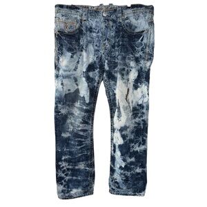 Rock Revival Ernest Alt Straight Jeans Distressed Acid-Wash Blue Alternative 40
